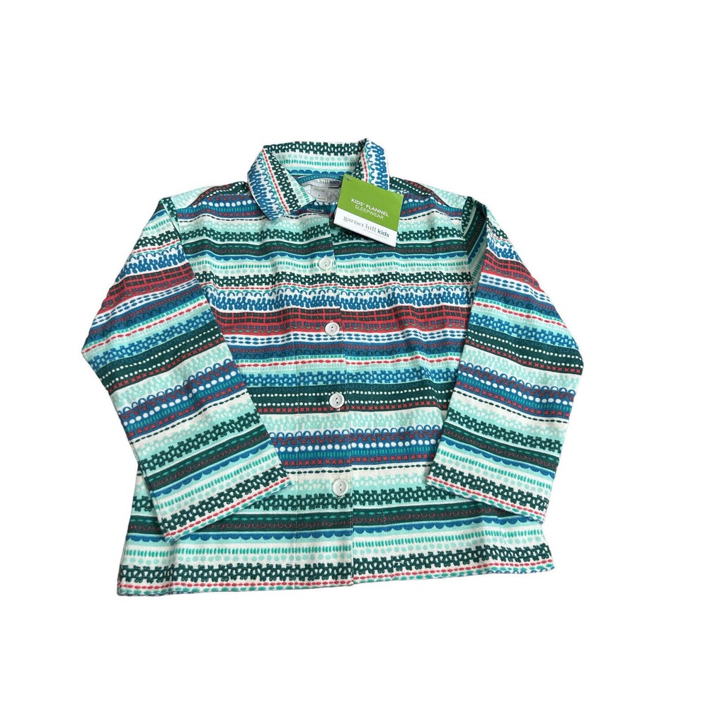 Garnet Hill Kids’ Flannel Sleepwear Pj Top New‎ Size Small Blue